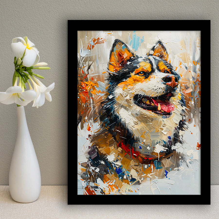 Alaskan Malamute Painting Portrait, Pet Lover Art, Framed Art Prints Wall Art Decor, Framed Picture Print