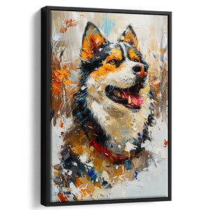 Alaskan Malamute Painting Portrait, Pet Lover Art, Framed Canvas Prints Wall Art Decor, Floating Frame