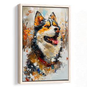 Alaskan Malamute Painting Portrait, Pet Lover Art, Framed Canvas Prints Wall Art Decor, Floating Frame