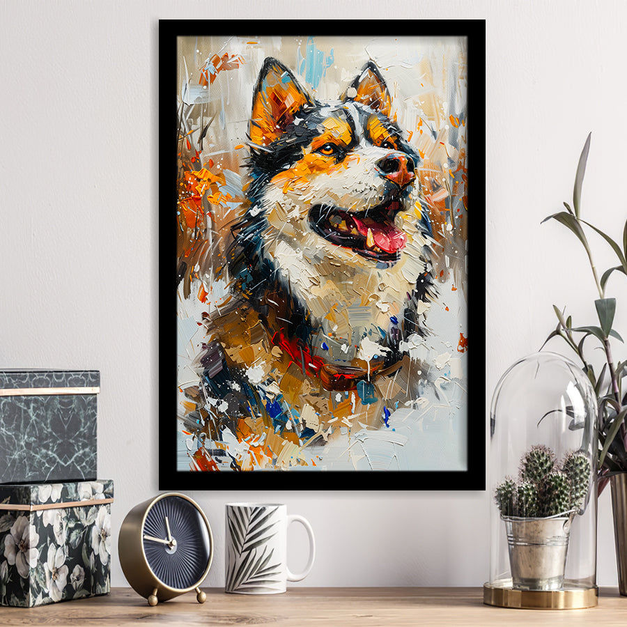 Alaskan Malamute Painting Portrait, Pet Lover Art, Framed Art Prints Wall Art Decor, Framed Picture Print