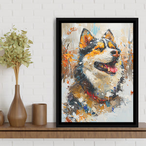 Alaskan Malamute Painting Portrait, Pet Lover Art, Framed Canvas Prints Wall Art Decor, Floating Frame