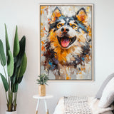 Alaskan Malamute Sled Dog Portrait Painting, Framed Canvas Prints Wall Art Decor, Floating Frame