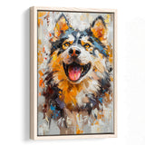 Alaskan Malamute Sled Dog Portrait Painting, Framed Canvas Prints Wall Art Decor, Floating Frame