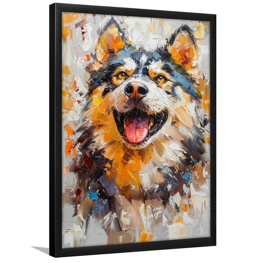 Alaskan Malamute Sled Dog Portrait Painting, Framed Art Prints Wall Art Decor, Framed Picture Print