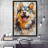Alaskan Malamute Sled Dog Portrait Painting, Framed Art Prints Wall Art Decor, Framed Picture Print