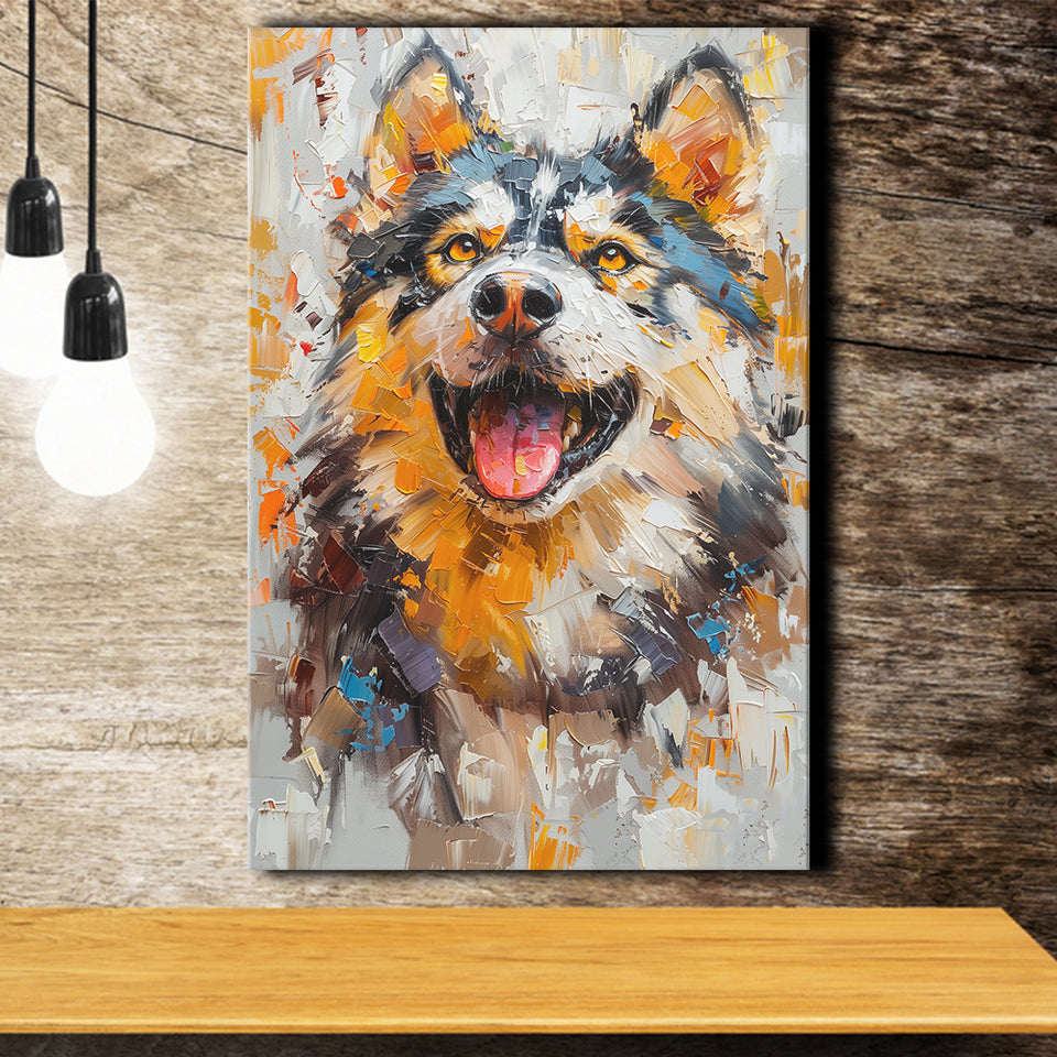 Alaskan Malamute Sled Dog Portrait Painting, Canvas Prints Wall Art Decor, Painting Canvas