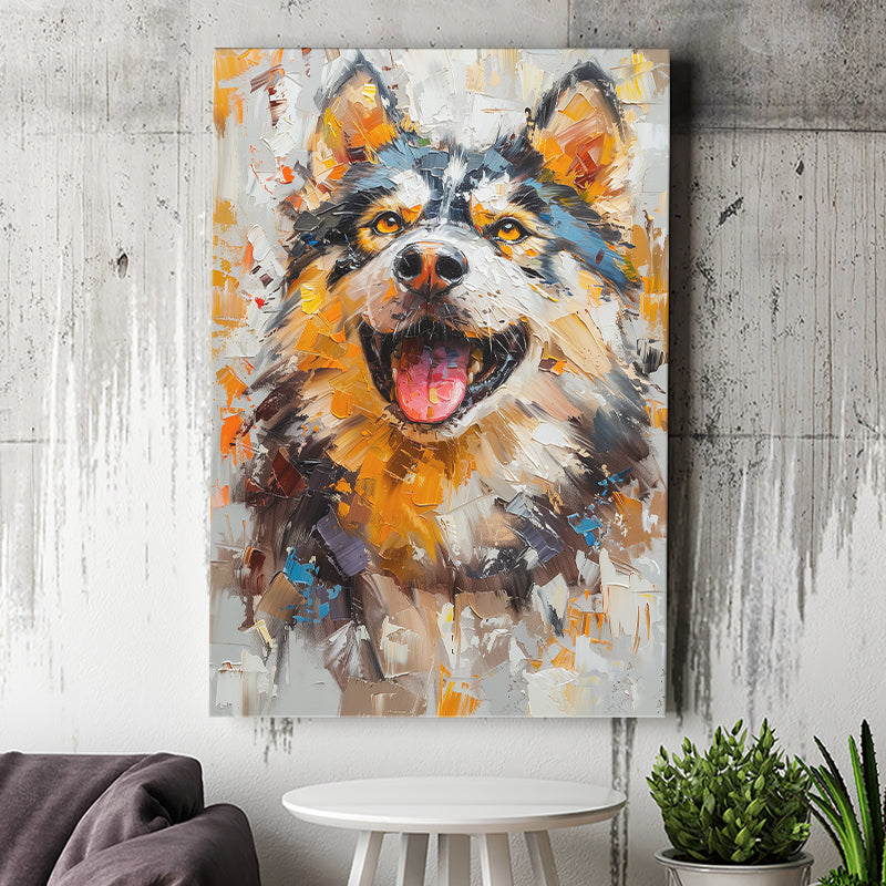 Alaskan Malamute Sled Dog Portrait Painting, Canvas Prints Wall Art Decor, Painting Canvas