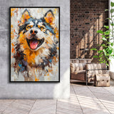 Alaskan Malamute Sled Dog Portrait Painting, Framed Canvas Prints Wall Art Decor, Floating Frame