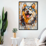 Alaskan Malamute Sled Dog Portrait Painting, Framed Canvas Prints Wall Art Decor, Floating Frame