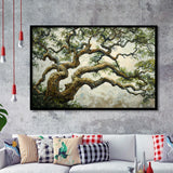 Angle Big Oak Tree Vintage Art, Framed Art Print Wall Decor, Framed Picture