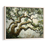 Angle Big Oak Tree Vintage Art, Framed Canvas Print Wall Art Decor,Floating Frame