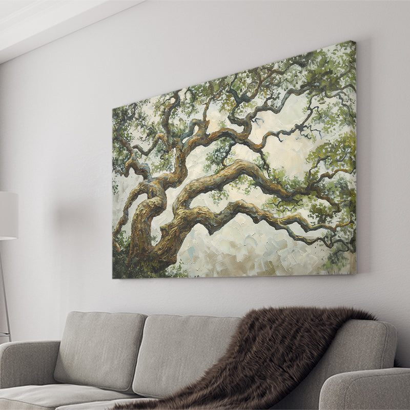 Angle Big Oak Tree Vintage Art, Canvas Print Wall Art Decor, Landscape Art Print