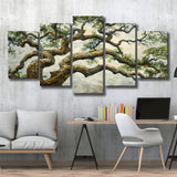 Angle Big Oak Tree Vintage Art, Multi Panel Canvas Print Wall Art Decor, 5 Mixed Panel