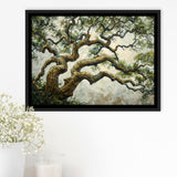 Angle Big Oak Tree Vintage Art, Framed Canvas Print Wall Art Decor,Floating Frame