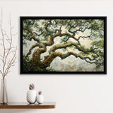 Angle Big Oak Tree Vintage Art, Framed Canvas Print Wall Art Decor,Floating Frame