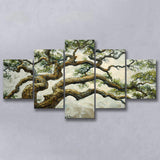 Angle Big Oak Tree Vintage Art, Multi Panel Canvas Print Wall Art Decor, 5 Mixed Panel