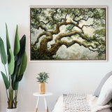 Angle Big Oak Tree Vintage Art, Framed Canvas Print Wall Art Decor,Floating Frame
