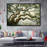 Angle Big Oak Tree Vintage Art, Framed Canvas Print Wall Art Decor,Floating Frame