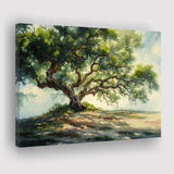 Angle Big Oak Tree Vintage Oil Painting, Canvas Print Wall Art Decor, Landscape Art Print