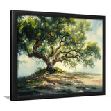 Angle Big Oak Tree Vintage Oil Painting, Framed Art Print Wall Decor, Framed Picture
