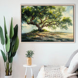 Angle Big Oak Tree Vintage Oil Painting, Framed Canvas Print Wall Art Decor,Floating Frame