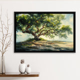 Angle Big Oak Tree Vintage Oil Painting, Framed Canvas Print Wall Art Decor,Floating Frame