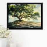Angle Big Oak Tree Vintage Oil Painting, Framed Canvas Print Wall Art Decor,Floating Frame