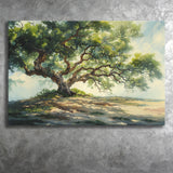 Angle Big Oak Tree Vintage Oil Painting, Canvas Print Wall Art Decor, Landscape Art Print
