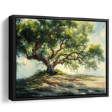 Angle Big Oak Tree Vintage Oil Painting, Framed Canvas Print Wall Art Decor,Floating Frame