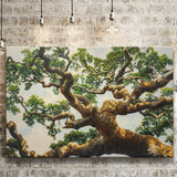 Angle Big Oak Tree Vintage Painting Art, Canvas Print Wall Art Decor, Landscape Art Print