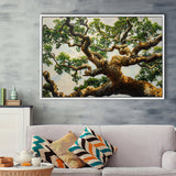 Angle Big Oak Tree Vintage Painting Art, Framed Canvas Print Wall Art Decor,Floating Frame
