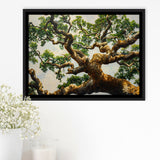 Angle Big Oak Tree Vintage Painting Art, Framed Canvas Print Wall Art Decor,Floating Frame