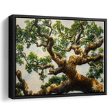 Angle Big Oak Tree Vintage Painting Art, Framed Canvas Print Wall Art Decor,Floating Frame