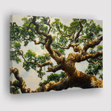 Angle Big Oak Tree Vintage Painting Art, Canvas Print Wall Art Decor, Landscape Art Print