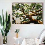 Angle Big Oak Tree Vintage Painting Art, Framed Canvas Print Wall Art Decor,Floating Frame