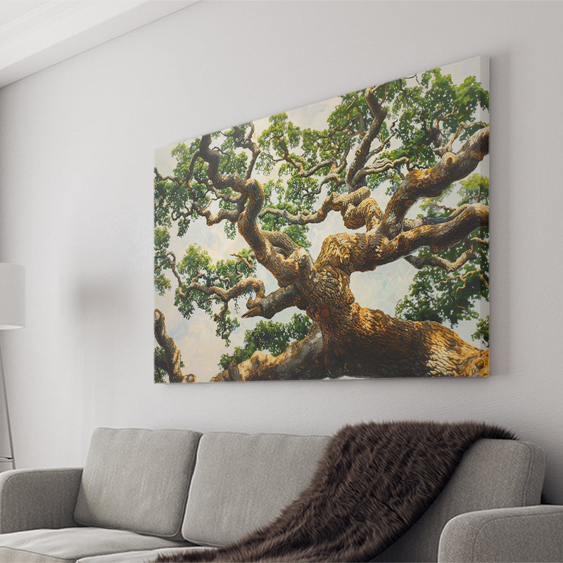 Angle Big Oak Tree Vintage Painting Art, Canvas Print Wall Art Decor, Landscape Art Print