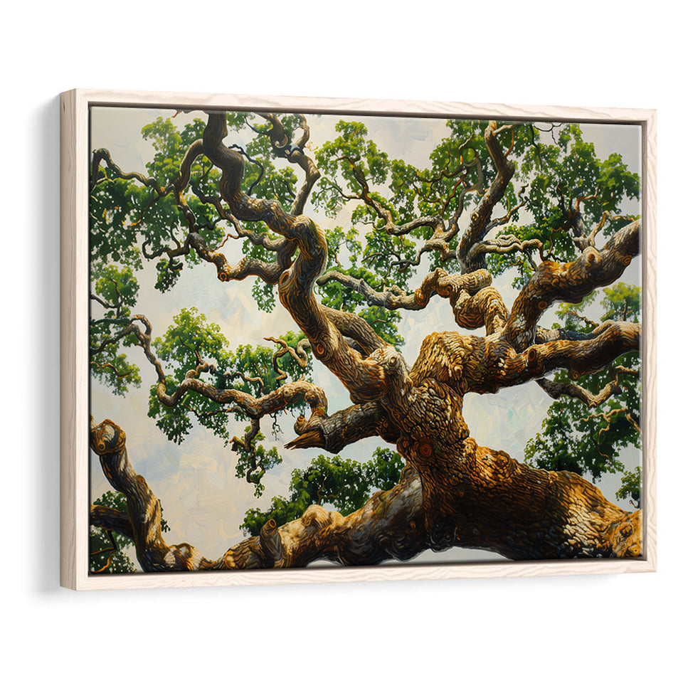Angle Big Oak Tree Vintage Painting Art, Framed Canvas Print Wall Art Decor,Floating Frame