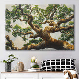 Angle Big Oak Tree Vintage Painting Art, Canvas Print Wall Art Decor, Landscape Art Print