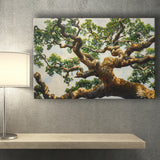 Angle Big Oak Tree Vintage Painting Art, Canvas Print Wall Art Decor, Landscape Art Print