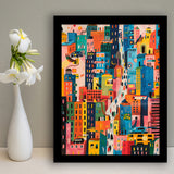 Art Print Urban Patchwork Cityscape, Playful Streetscape, Urban Art For Home Decor, Framed Art Print, Fine Art Wall Decor