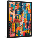 Art Print Urban Patchwork Cityscape, Playful Streetscape, Urban Art For Home Decor, Framed Art Print, Fine Art Wall Decor