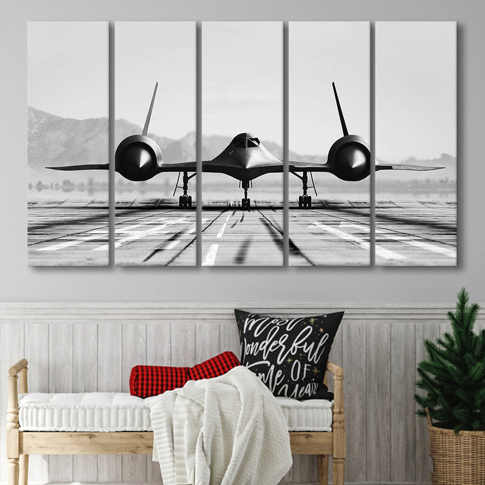 Aviation Wall Art, Lockheed Sr-71 Blackbird, Extra Large Multi 5 Panel Canvas Print Wall Art Decor