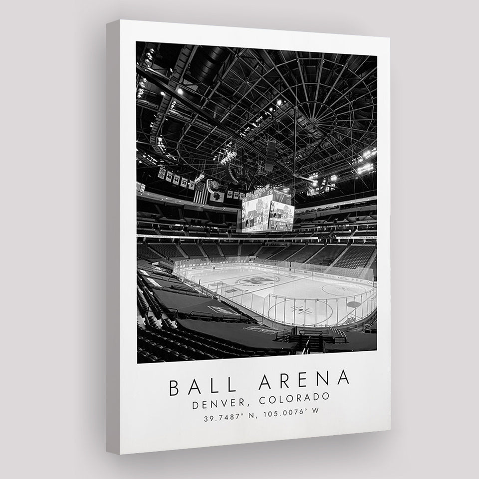 Ball Arena Colorado Avalanche, Stadium Print For Ice Hockey Lovers, Black And White, Canvas Print Wall Art