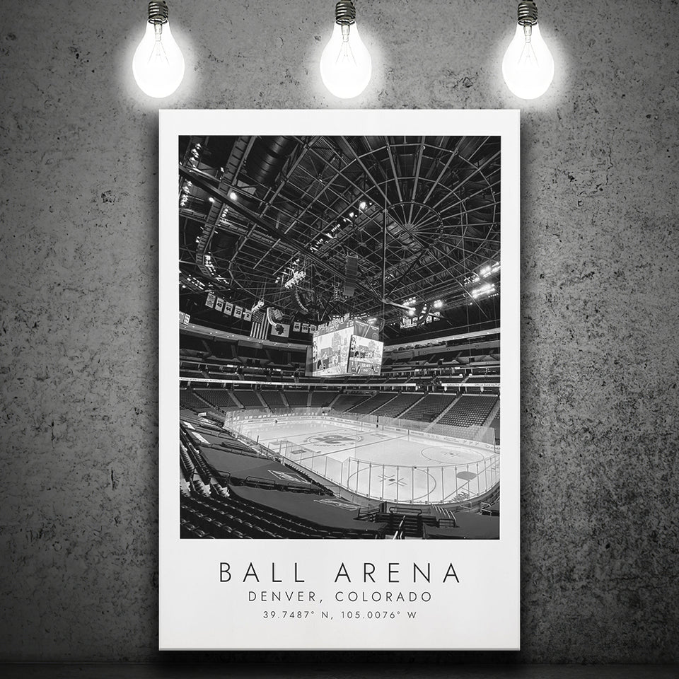 Ball Arena Colorado Avalanche, Stadium Print For Ice Hockey Lovers, Black And White, Canvas Print Wall Art