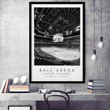 Ball Arena Colorado Avalanche, Stadium Print For Ice Hockey Lovers, Black And White, Framed Art Print Wall Decor
