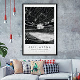 Ball Arena Colorado Avalanche, Stadium Print For Ice Hockey Lovers, Black And White, Framed Art Print Wall Decor