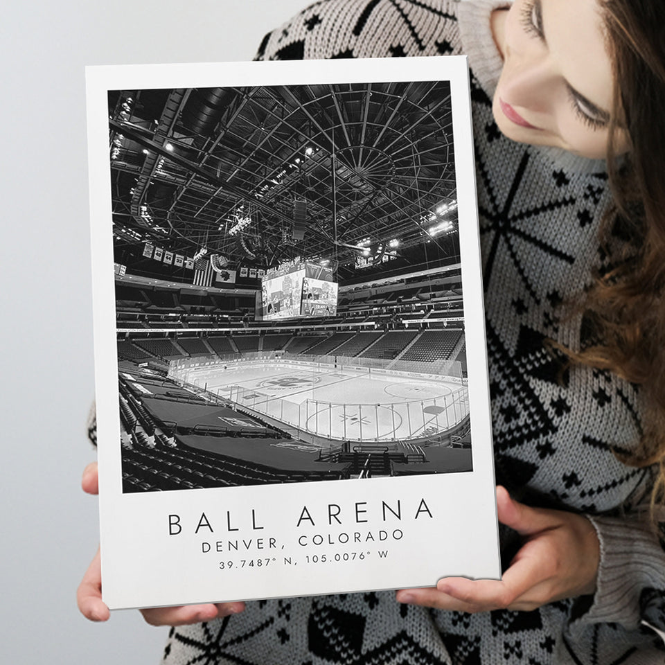 Ball Arena Colorado Avalanche, Stadium Print For Ice Hockey Lovers, Black And White, Canvas Print Wall Art