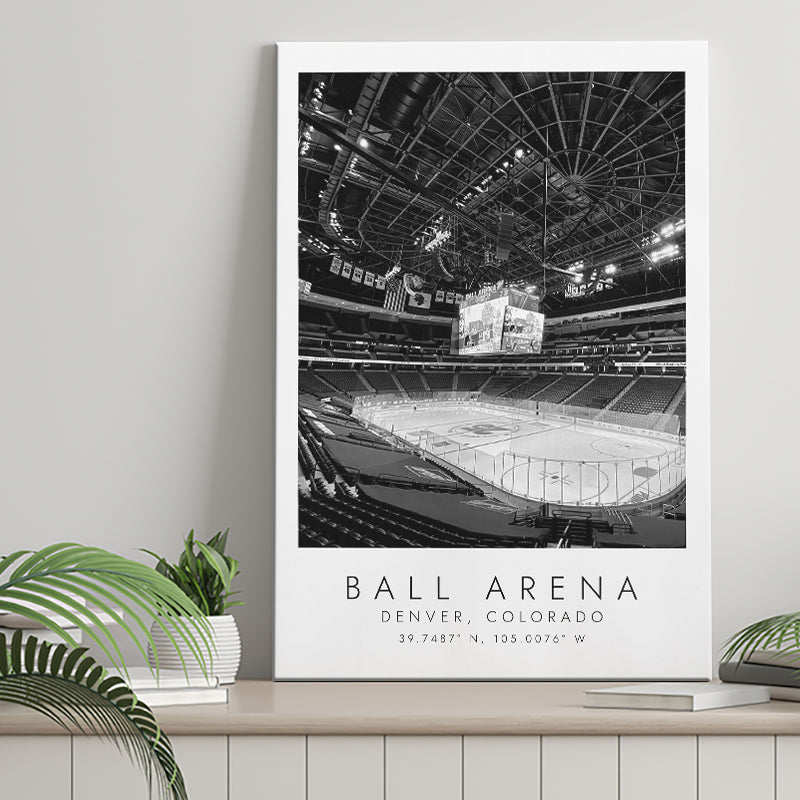 Ball Arena Colorado Avalanche, Stadium Print For Ice Hockey Lovers, Black And White, Canvas Print Wall Art