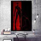 Bdsm Femdom Art Print, Red & Black Latex Art, Kinky Fetish Art Wall Decor, Framed Art Print, Fine Art Wall Decor