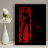 Bdsm Femdom Art Print, Red & Black Latex Art, Kinky Fetish Art Wall Decor, Framed Art Print, Fine Art Wall Decor